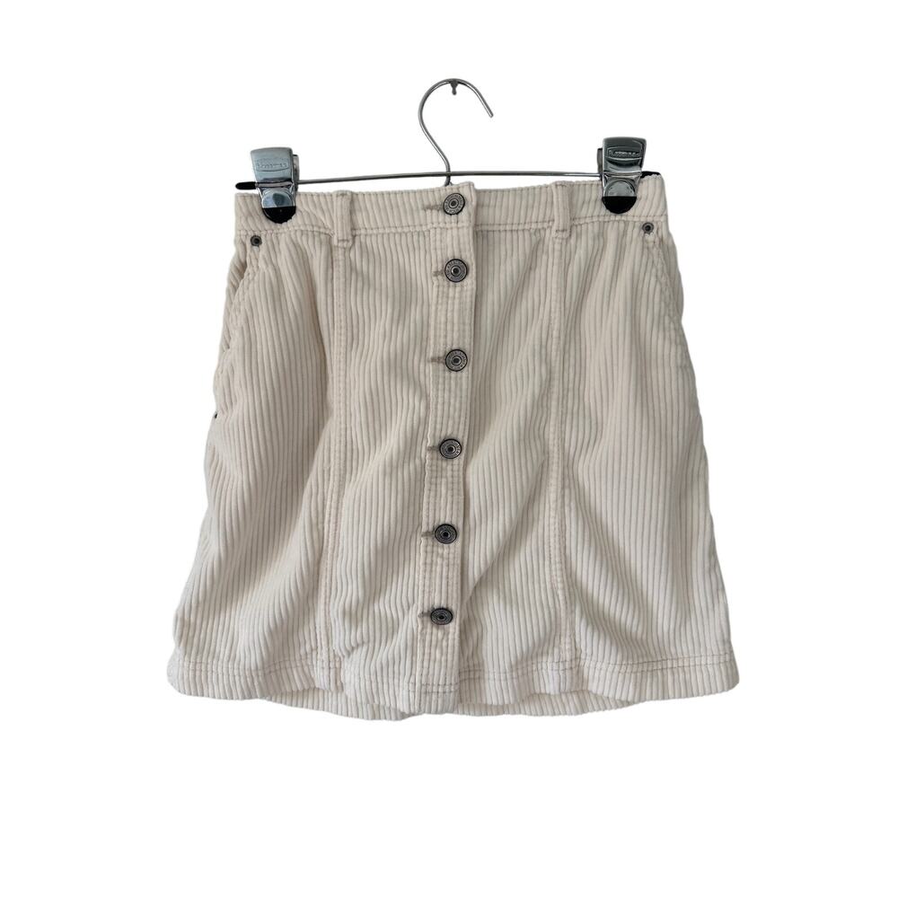 Abercrombie & Fitch Cream Corduroy Button Front Mini Skirt Extra Small